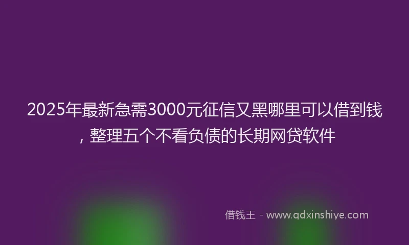 2025年最新急需3000元征信又黑哪里可以借到钱，整理五个不看负债的长期网贷软件