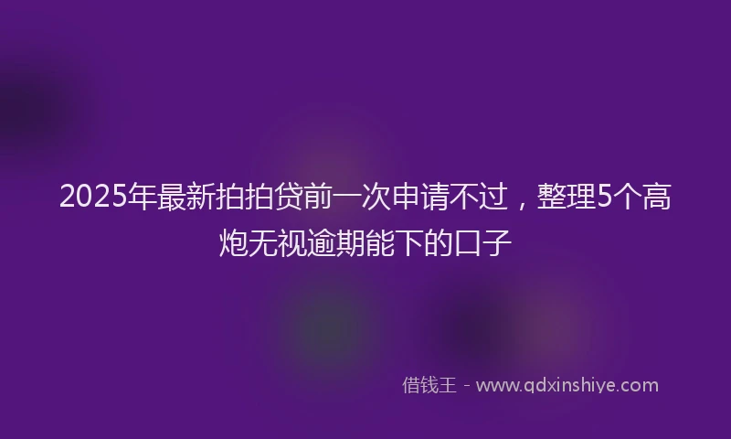 2025年最新拍拍贷前一次申请不过，整理5个高炮无视逾期能下的口子