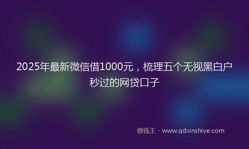 2025年最新微信借1000元，梳理五个无视黑白户秒过的网贷口子