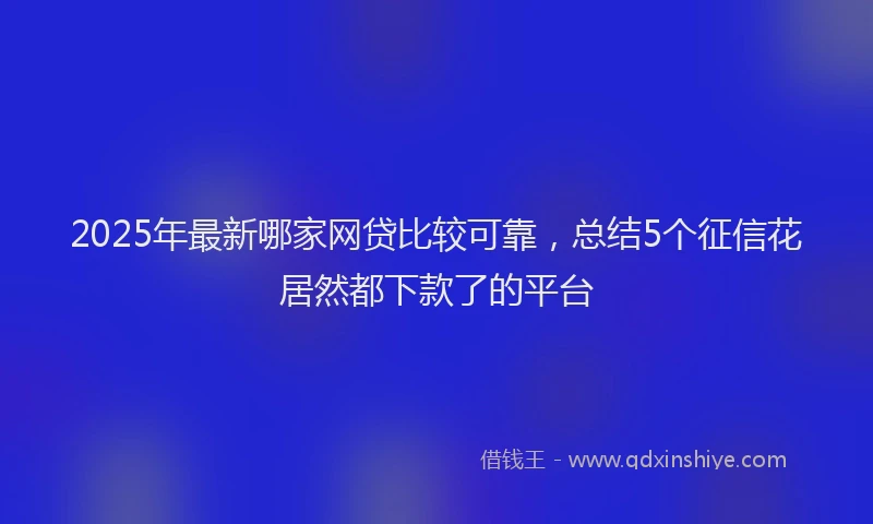 2025年最新哪家网贷比较可靠，总结5个征信花居然都下款了的平台