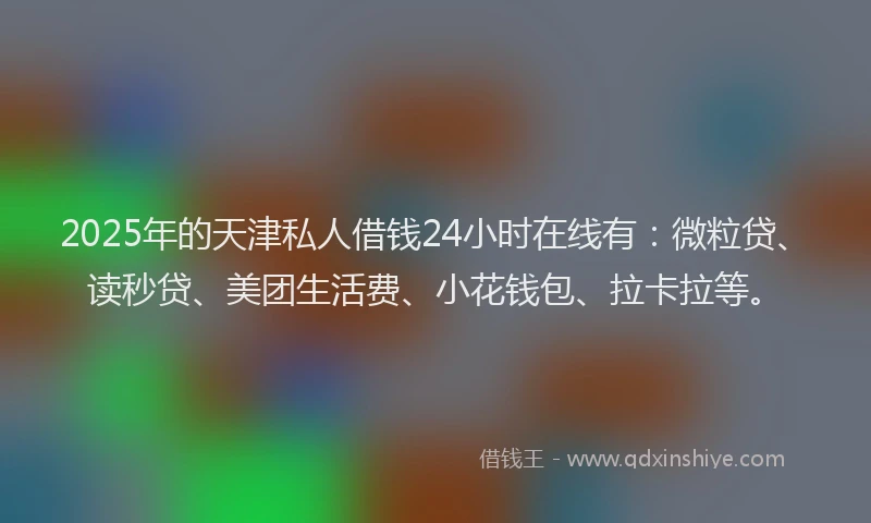 2025年的天津私人借钱24小时在线有：微粒贷、读秒贷、美团生活费、小花钱包、拉卡拉等。