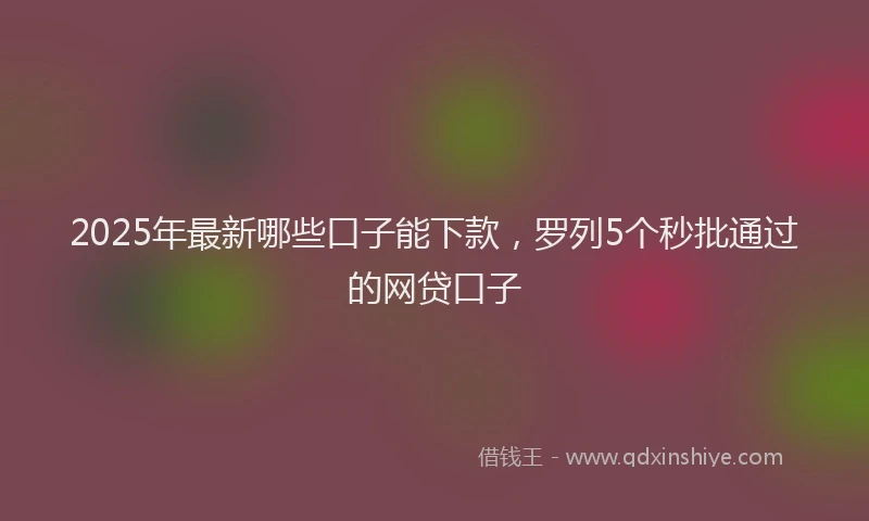 2025年最新哪些口子能下款，罗列5个秒批通过的网贷口子