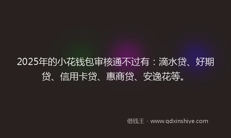2025年的小花钱包审核通不过有：滴水贷、好期贷、信用卡贷、惠商贷、安逸花等。