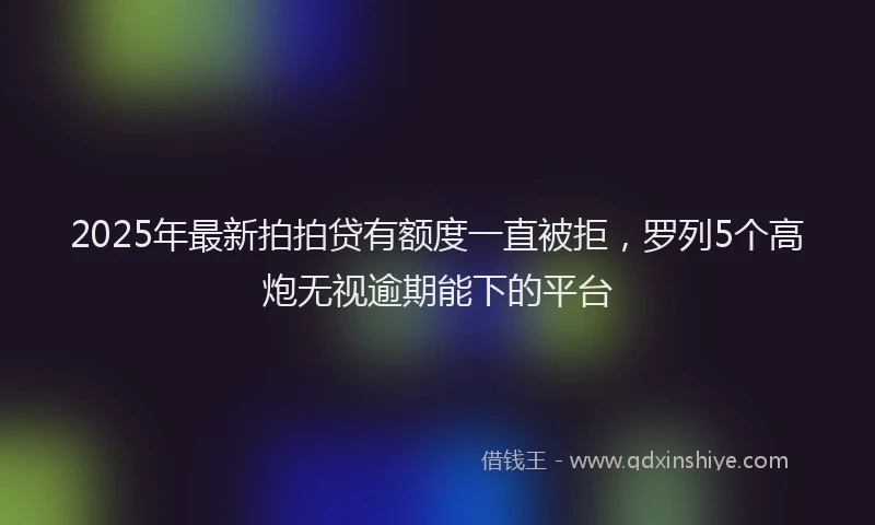 2025年最新拍拍贷有额度一直被拒，罗列5个高炮无视逾期能下的平台