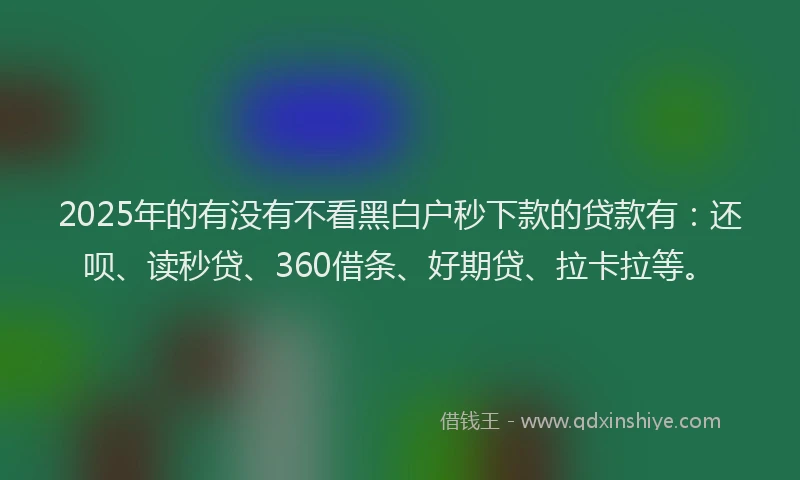 2025年的有没有不看黑白户秒下款的贷款有：还呗、读秒贷、360借条、好期贷、拉卡拉等。