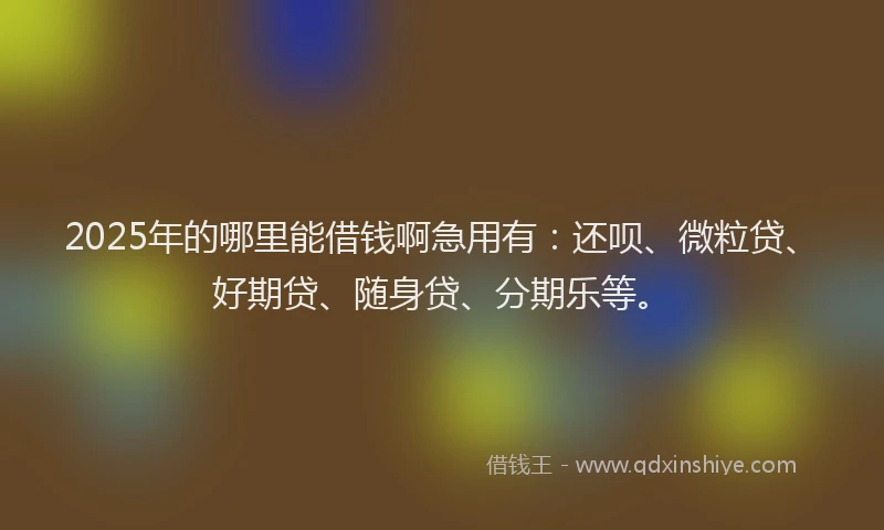 2025年的哪里能借钱啊急用有：还呗、微粒贷、好期贷、随身贷、分期乐等。