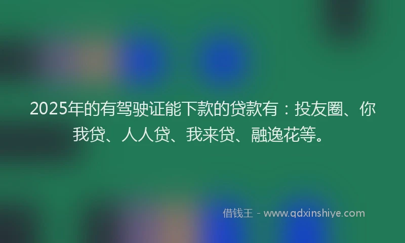 2025年的有驾驶证能下款的贷款有：投友圈、你我贷、人人贷、我来贷、融逸花等。