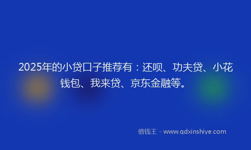 2025年的小贷口子推荐有：还呗、功夫贷、小花钱包、我来贷、京东金融等。