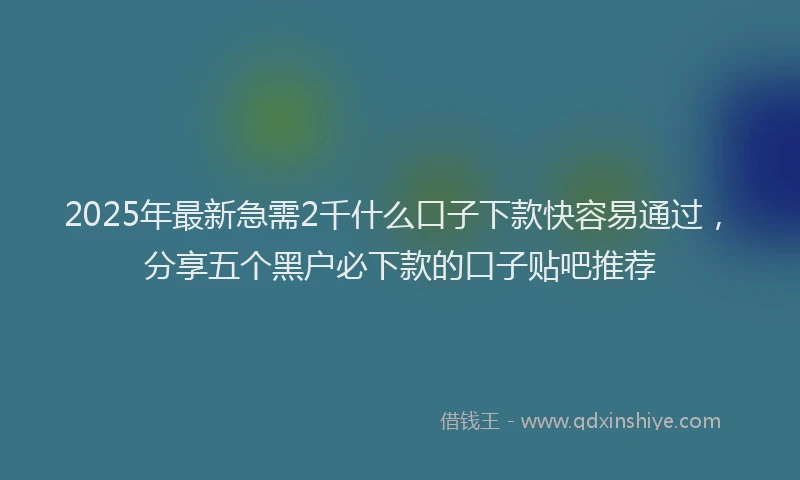 2025年最新急需2千什么口子下款快容易通过，分享五个黑户必下款的口子贴吧推荐