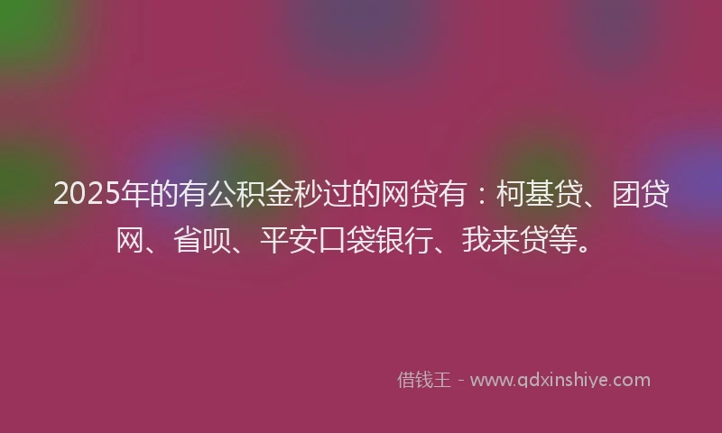 2025年的有公积金秒过的网贷有：柯基贷、团贷网、省呗、平安口袋银行、我来贷等。