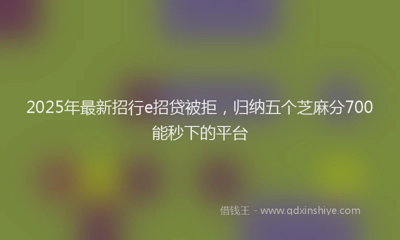 2025年最新招行e招贷被拒，归纳五个芝麻分700能秒下的平台
