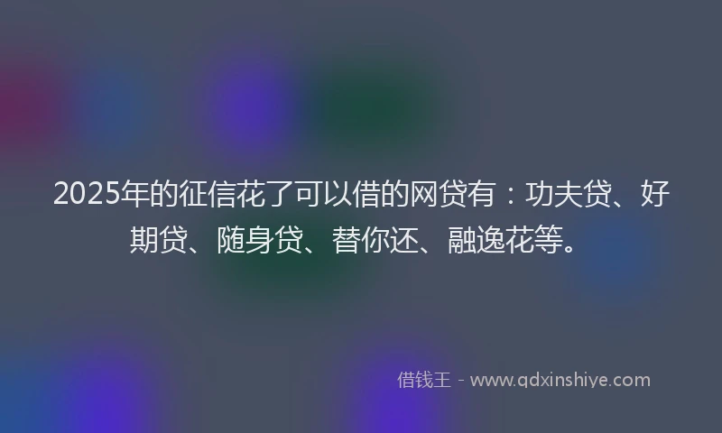 2025年的征信花了可以借的网贷有：功夫贷、好期贷、随身贷、替你还、融逸花等。