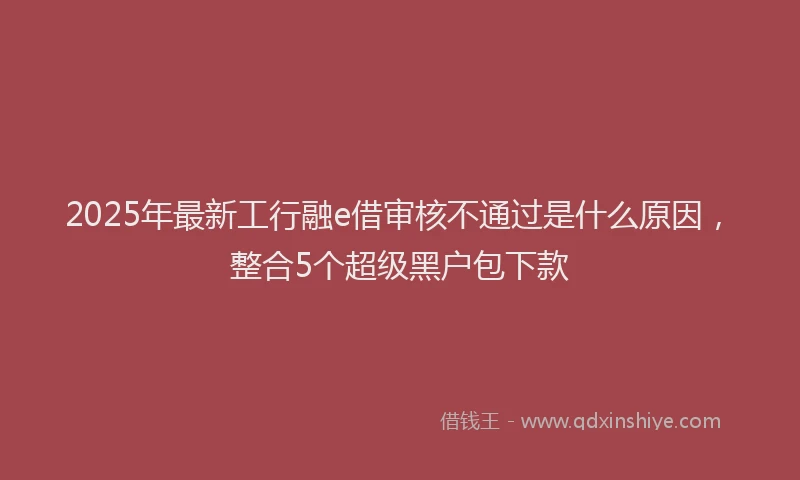 2025年最新工行融e借审核不通过是什么原因，整合5个超级黑户包下款