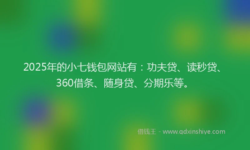 2025年的小七钱包网站有：功夫贷、读秒贷、360借条、随身贷、分期乐等。
