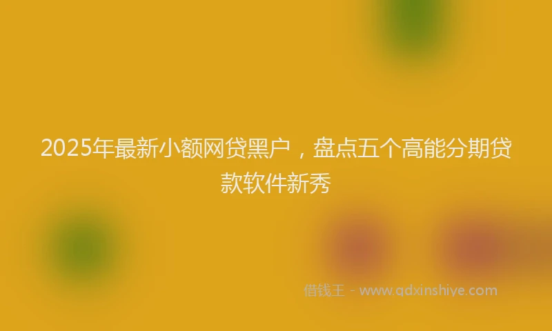 2025年最新小额网贷黑户，盘点五个高能分期贷款软件新秀