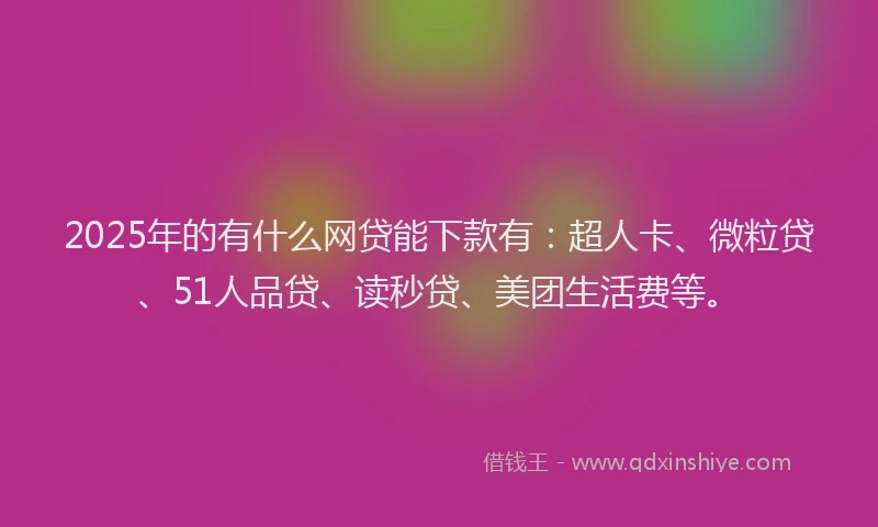 2025年的有什么网贷能下款有：超人卡、微粒贷、51人品贷、读秒贷、美团生活费等。