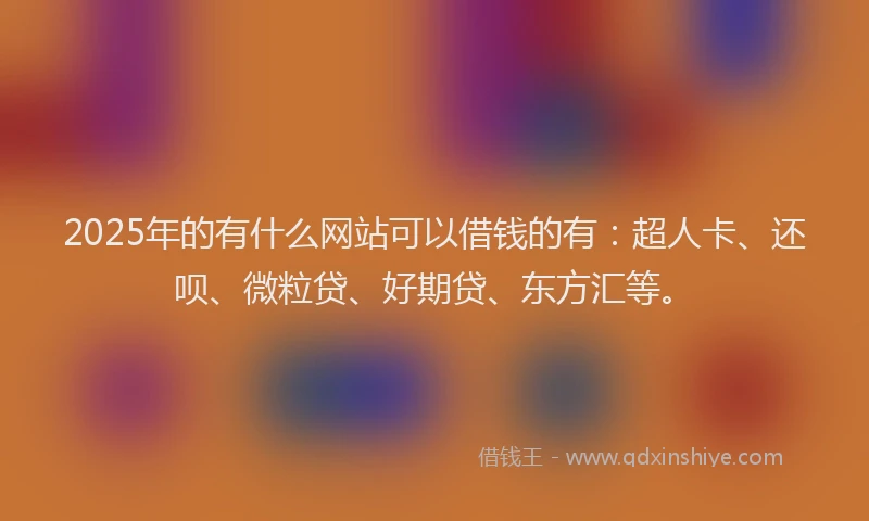 2025年的有什么网站可以借钱的有：超人卡、还呗、微粒贷、好期贷、东方汇等。