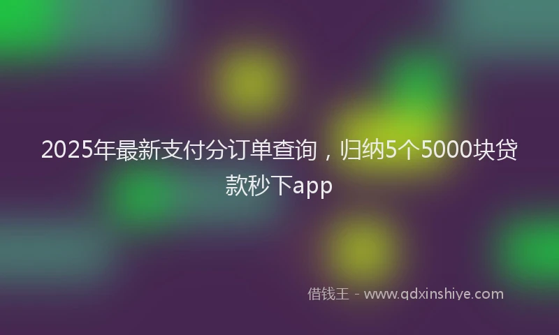 2025年最新支付分订单查询，归纳5个5000块贷款秒下app