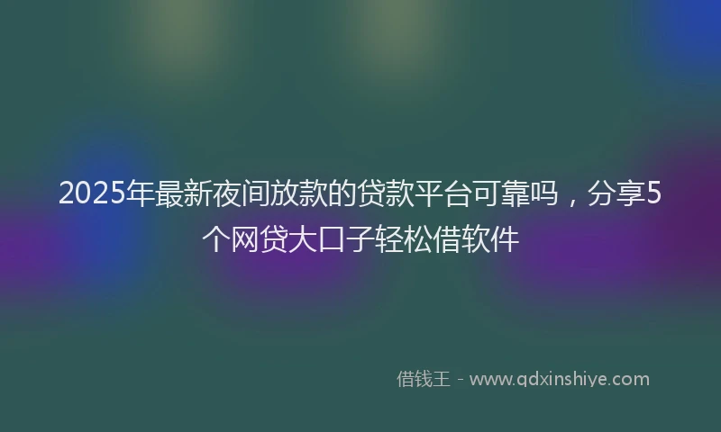 2025年最新夜间放款的贷款平台可靠吗，分享5个网贷大口子轻松借软件