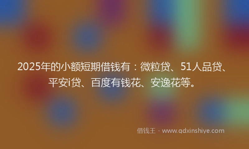 2025年的小额短期借钱有：微粒贷、51人品贷、平安i贷、百度有钱花、安逸花等。