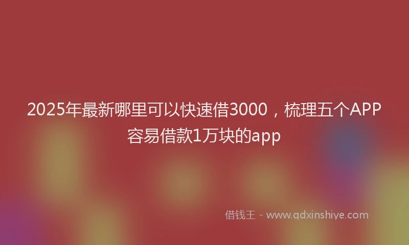 2025年最新哪里可以快速借3000，梳理五个APP容易借款1万块的app