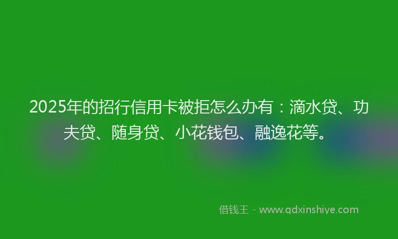 2025年的招行信用卡被拒怎么办有：滴水贷、功夫贷、随身贷、小花钱包、融逸花等。