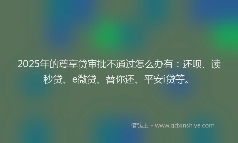 2025年的尊享贷审批不通过怎么办有：还呗、读秒贷、e微贷、替你还、平安i贷等。