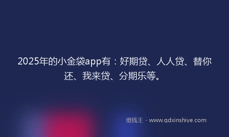 2025年的小金袋app有：好期贷、人人贷、替你还、我来贷、分期乐等。