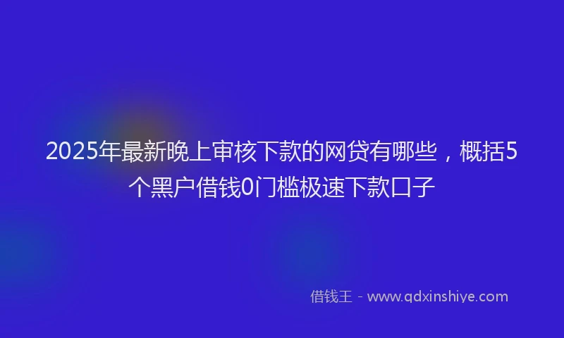 2025年最新晚上审核下款的网贷有哪些，概括5个黑户借钱0门槛极速下款口子