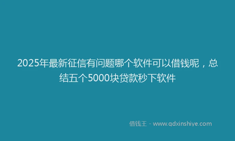 2025年最新征信有问题哪个软件可以借钱呢，总结五个5000块贷款秒下软件