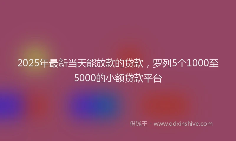 2025年最新当天能放款的贷款，罗列5个1000至5000的小额贷款平台