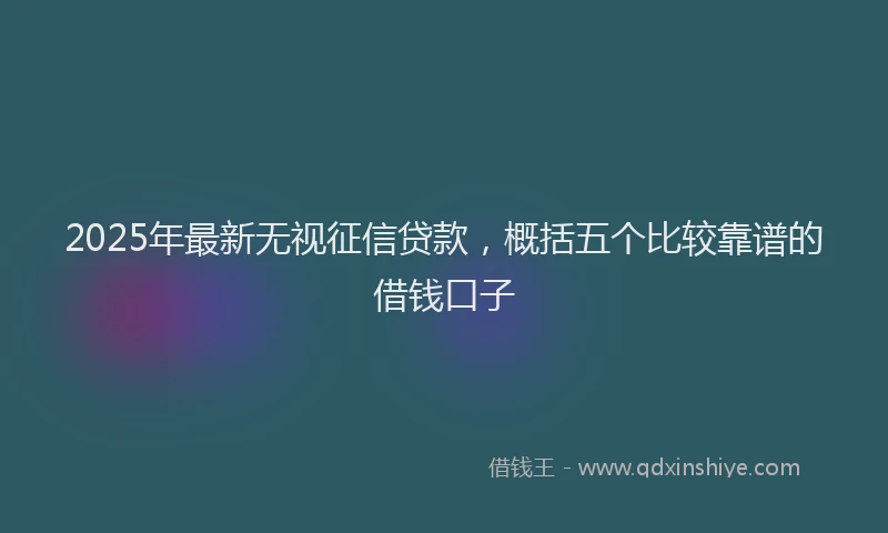 2025年最新无视征信贷款，概括五个比较靠谱的借钱口子