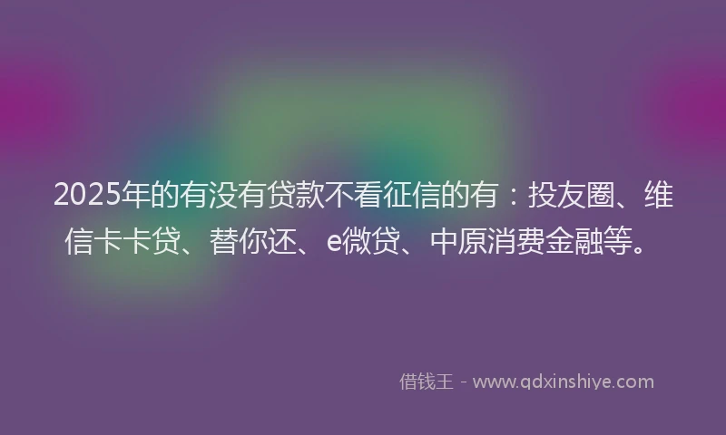 2025年的有没有贷款不看征信的有：投友圈、维信卡卡贷、替你还、e微贷、中原消费金融等。