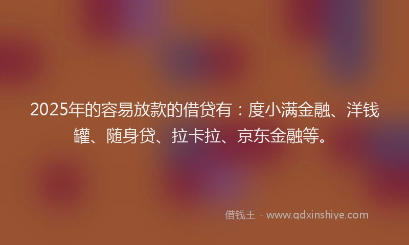 2025年的容易放款的借贷有：度小满金融、洋钱罐、随身贷、拉卡拉、京东金融等。