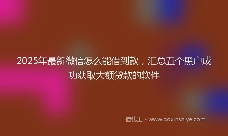 2025年最新微信怎么能借到款，汇总五个黑户成功获取大额贷款的软件