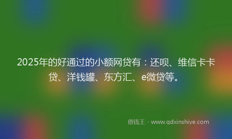 2025年的好通过的小额网贷有：还呗、维信卡卡贷、洋钱罐、东方汇、e微贷等。