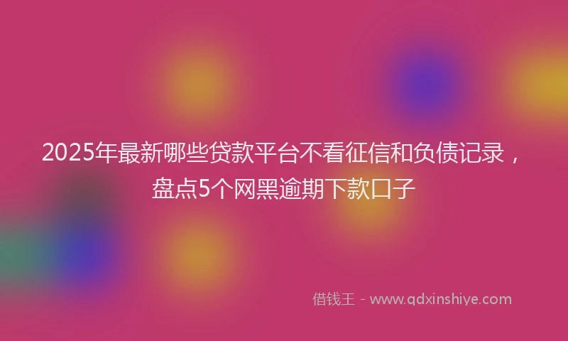 2025年最新哪些贷款平台不看征信和负债记录，盘点5个网黑逾期下款口子