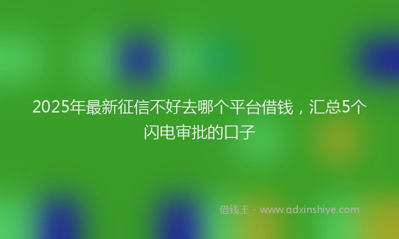 2025年最新征信不好去哪个平台借钱，汇总5个闪电审批的口子
