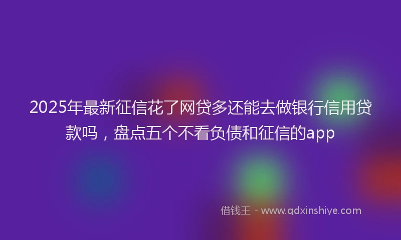 2025年最新征信花了网贷多还能去做银行信用贷款吗，盘点五个不看负债和征信的app