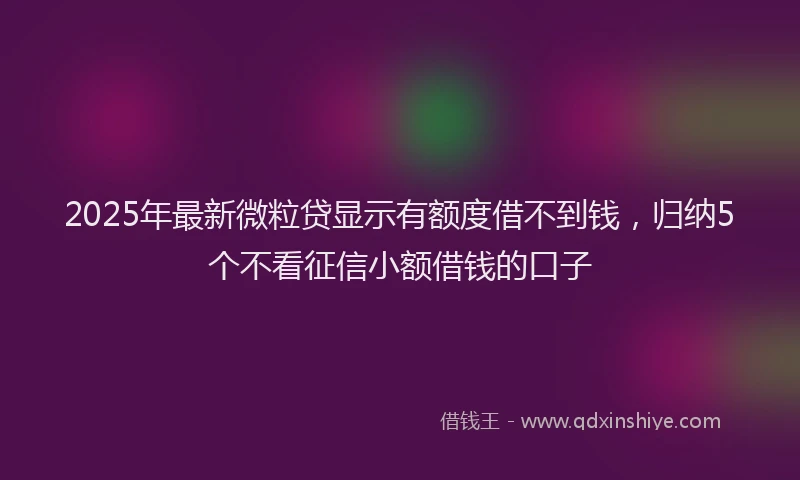 2025年最新微粒贷显示有额度借不到钱，归纳5个不看征信小额借钱的口子