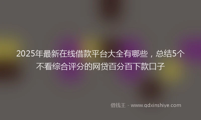 2025年最新在线借款平台大全有哪些，总结5个不看综合评分的网贷百分百下款口子