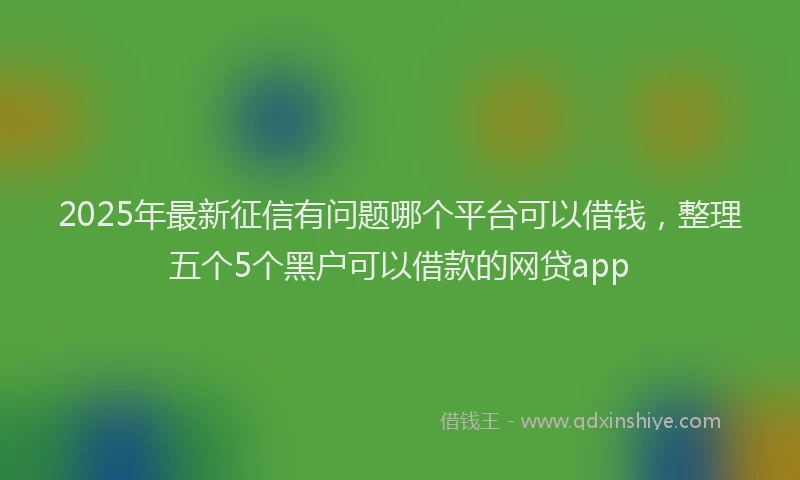 2025年最新征信有问题哪个平台可以借钱，整理五个5个黑户可以借款的网贷app