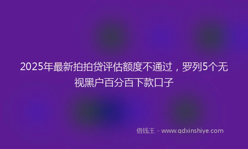2025年最新拍拍贷评估额度不通过，罗列5个无视黑户百分百下款口子