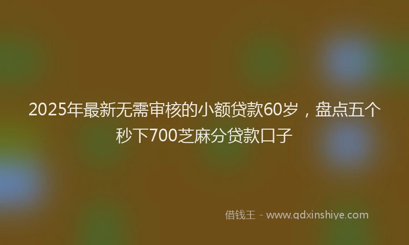 2025年最新无需审核的小额贷款60岁，盘点五个秒下700芝麻分贷款口子