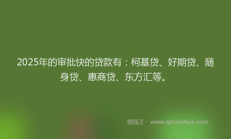 2025年的审批快的贷款有：柯基贷、好期贷、随身贷、惠商贷、东方汇等。
