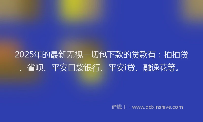 2025年的最新无视一切包下款的贷款有：拍拍贷、省呗、平安口袋银行、平安i贷、融逸花等。