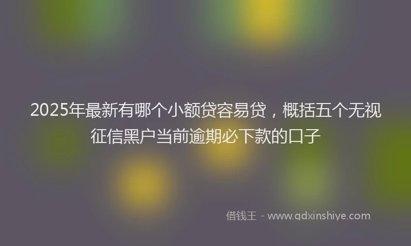 2025年最新有哪个小额贷容易贷，概括五个无视征信黑户当前逾期必下款的口子