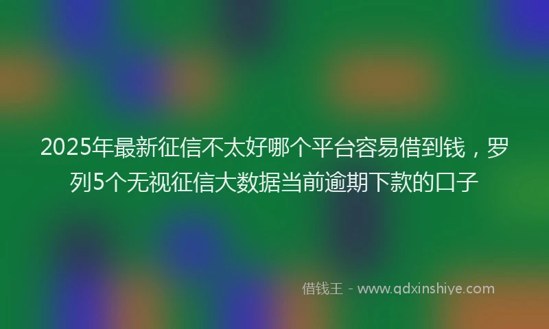 2025年最新征信不太好哪个平台容易借到钱，罗列5个无视征信大数据当前逾期下款的口子