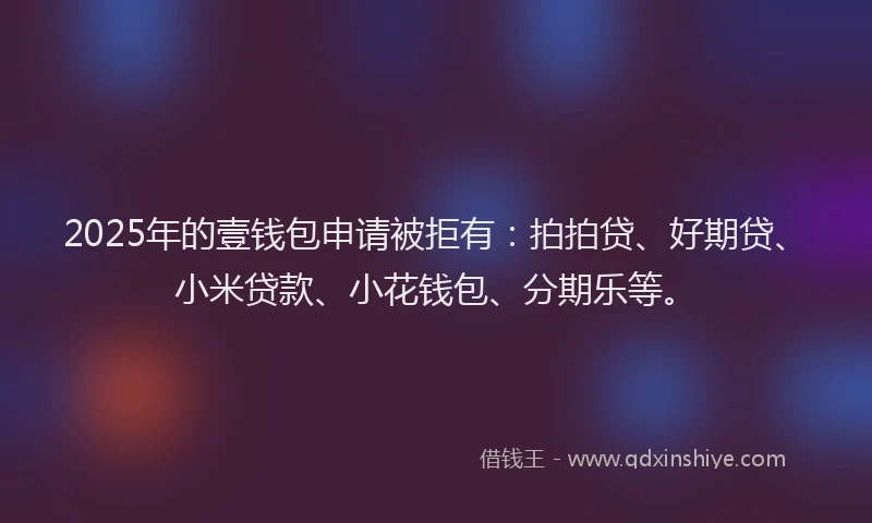 2025年的壹钱包申请被拒有：拍拍贷、好期贷、小米贷款、小花钱包、分期乐等。