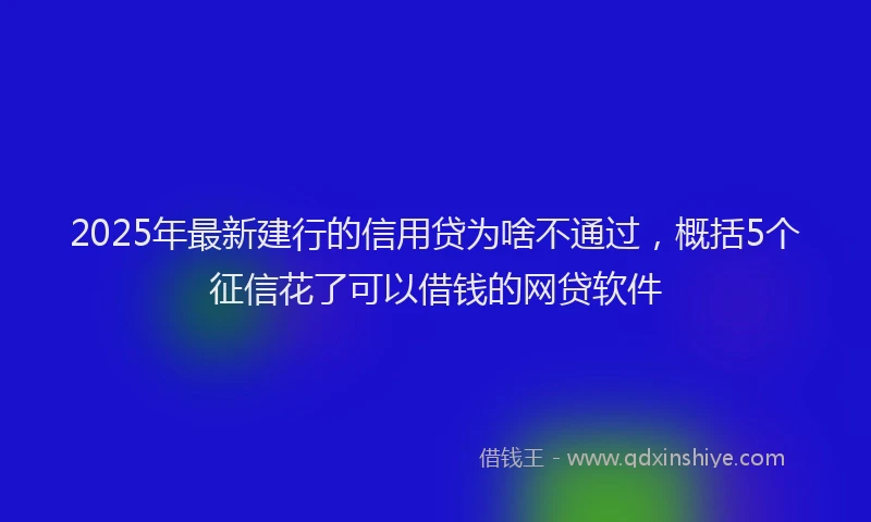 2025年最新建行的信用贷为啥不通过，概括5个征信花了可以借钱的网贷软件